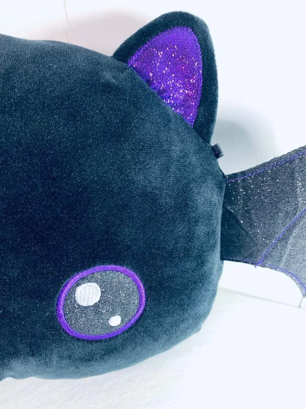 Black Halloween adorable Vampire Bat plush purple sparkly ears